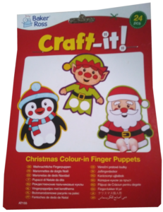 Colour your own festive finger puppets.